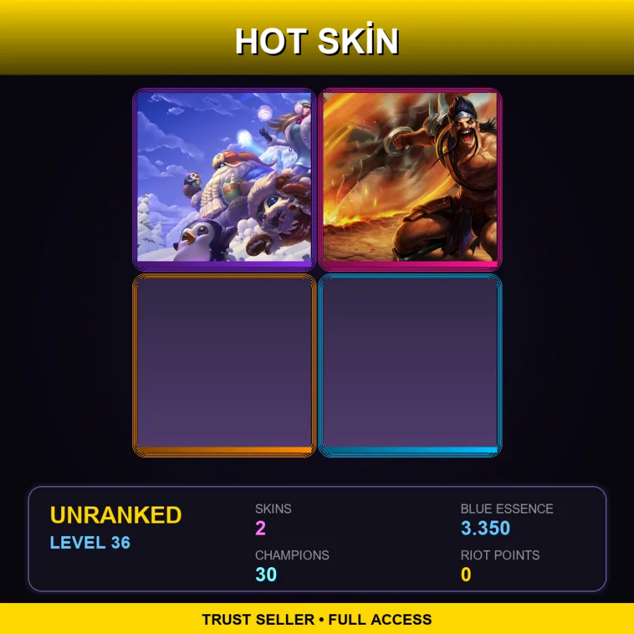 EUW | Lv36 | Unranked | 2 Skin | 30 Champ — LoL account
