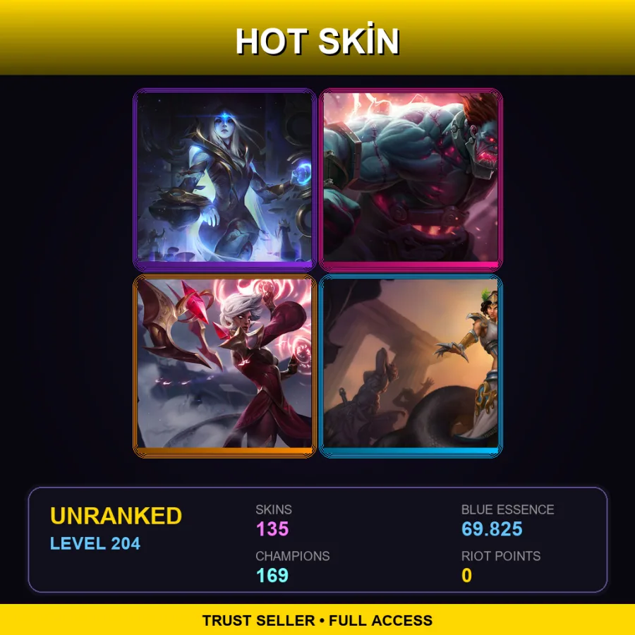 TW | Lv204 | Unranked | 135 Skin | 169 Champ