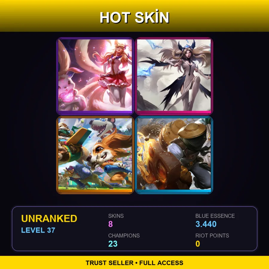 SG | Lv37 | Unranked | 8 Skin | 23 Champ — LoL account