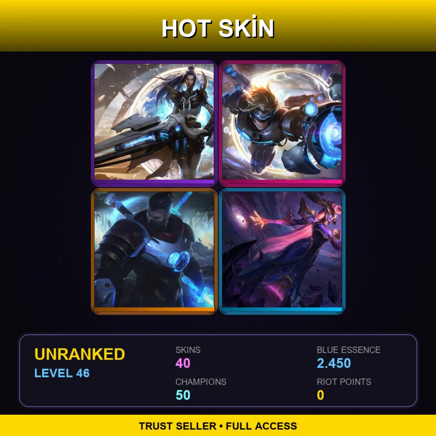 SG | Lv46 | Unranked | 40 Skin | 50 Champ — Tundra Hunter Warwick