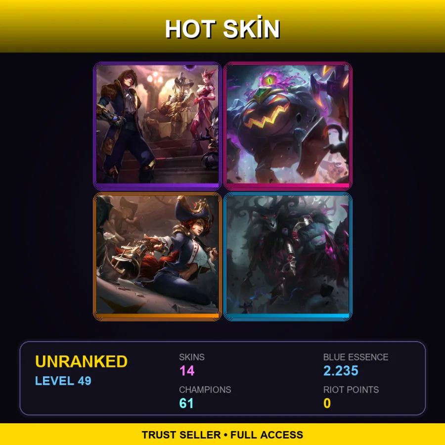 LAN | Lv49 | Unranked | 14 Skin | 61 Champ — Waterloo Miss Fortune