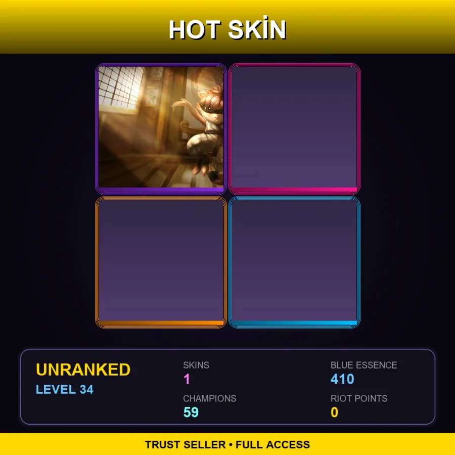 EUW | Lv34 | Unranked | 1 Skin | 59 Champ — LoL account