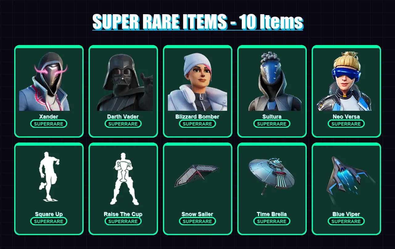 [PS4/PS5/XBOX/PC] | Xander | Darth Vader | Blizzard Bomber | Sultura | Neo Versa | 184 skin | 214 pickaxe | 183 emote | 179 glider | Lv2595