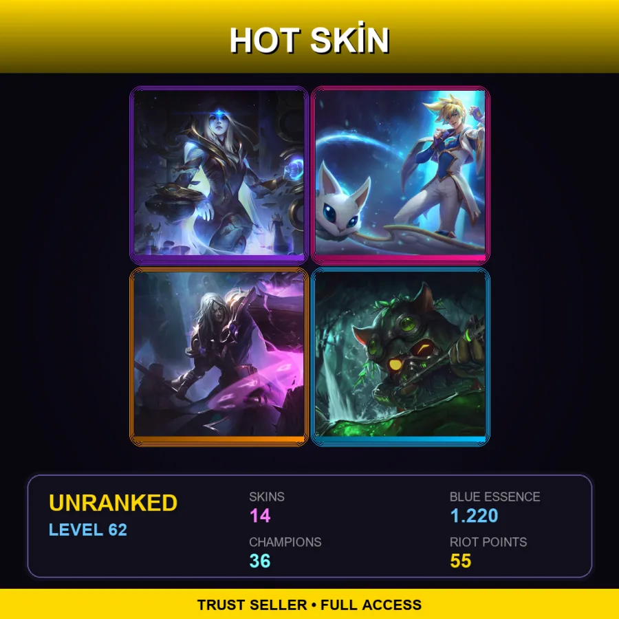LAS | Lv62 | Unranked | 14 Skin | 36 Champ — LoL account
