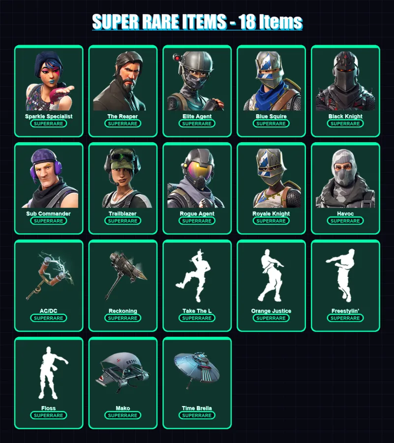 [PC/XBOX/PSN] | Sparkle Specialist | The Reaper | Elite Agent | Blue Squire | Black Knight | 40 skin | 35 pickaxe | 66 emote | 46 glider | Lv764