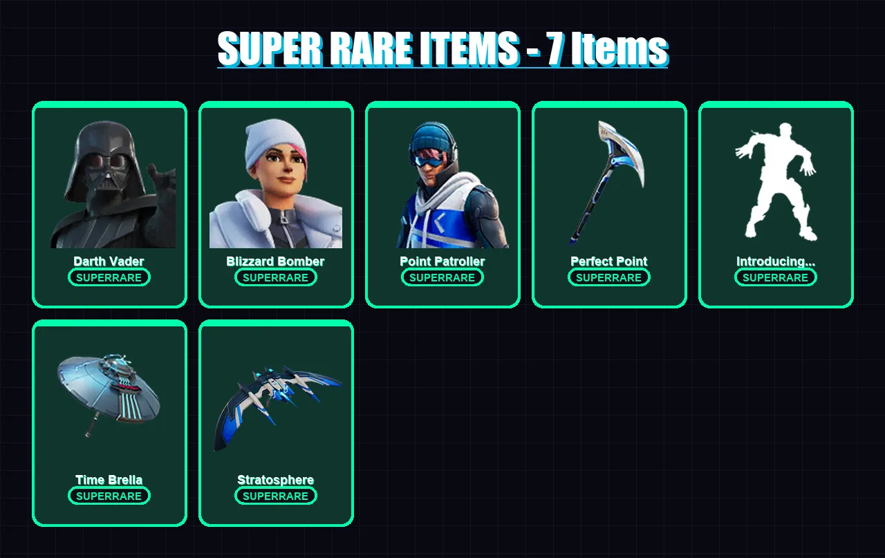 [PS4/PS5/XBOX/PC] | Darth Vader | Blizzard Bomber | Point Patroller | Malik | Hades | 162 skin | 219 pickaxe | 150 emote | 174 glider | Lv2323