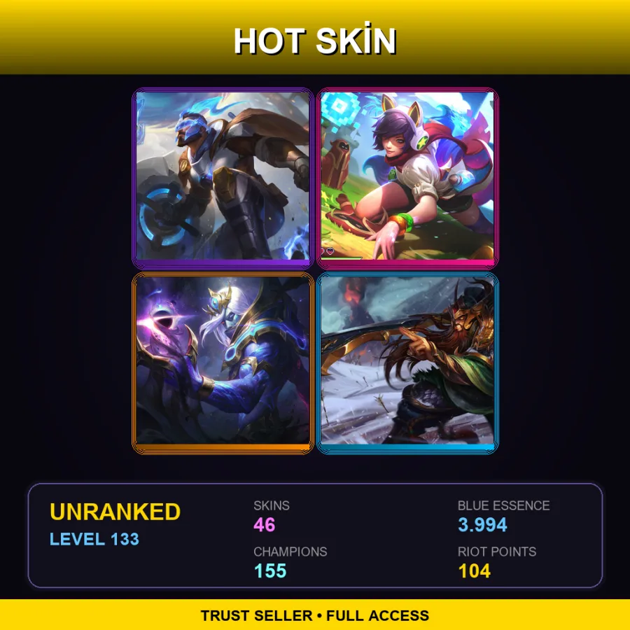 EUNE | Lv133 | Unranked | 46 Skin | 155 Champ — LoL account
