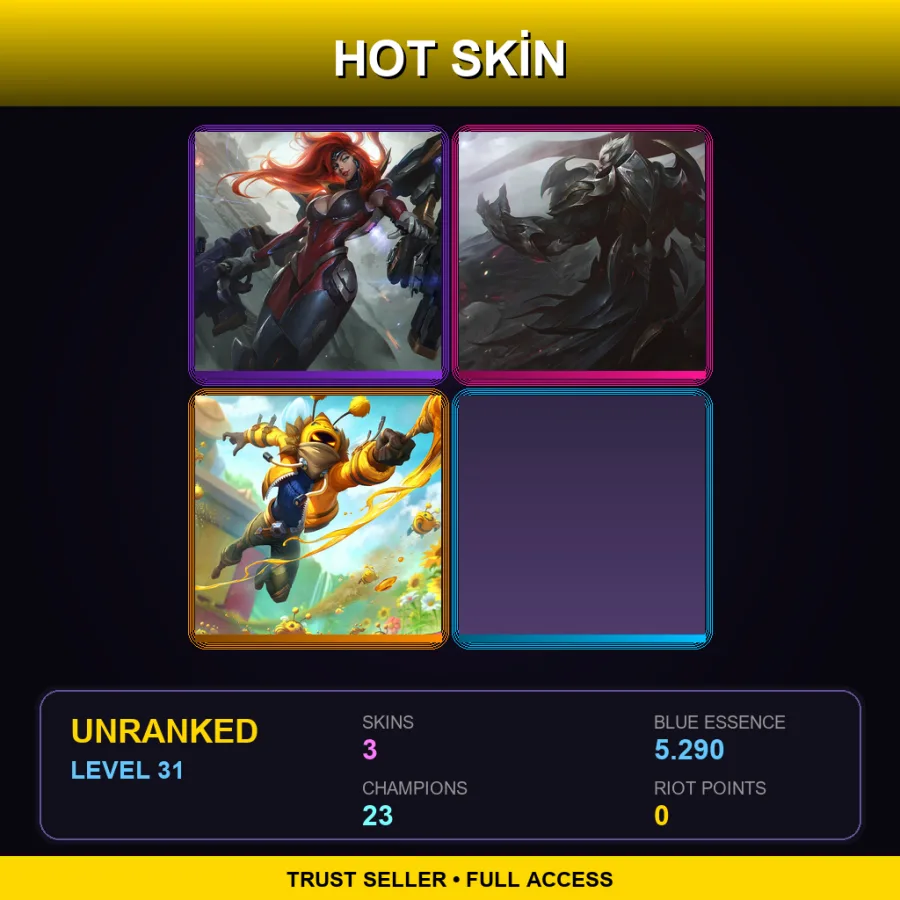NA | Lv31 | Unranked | 3 Skin | 23 Champ — LoL account