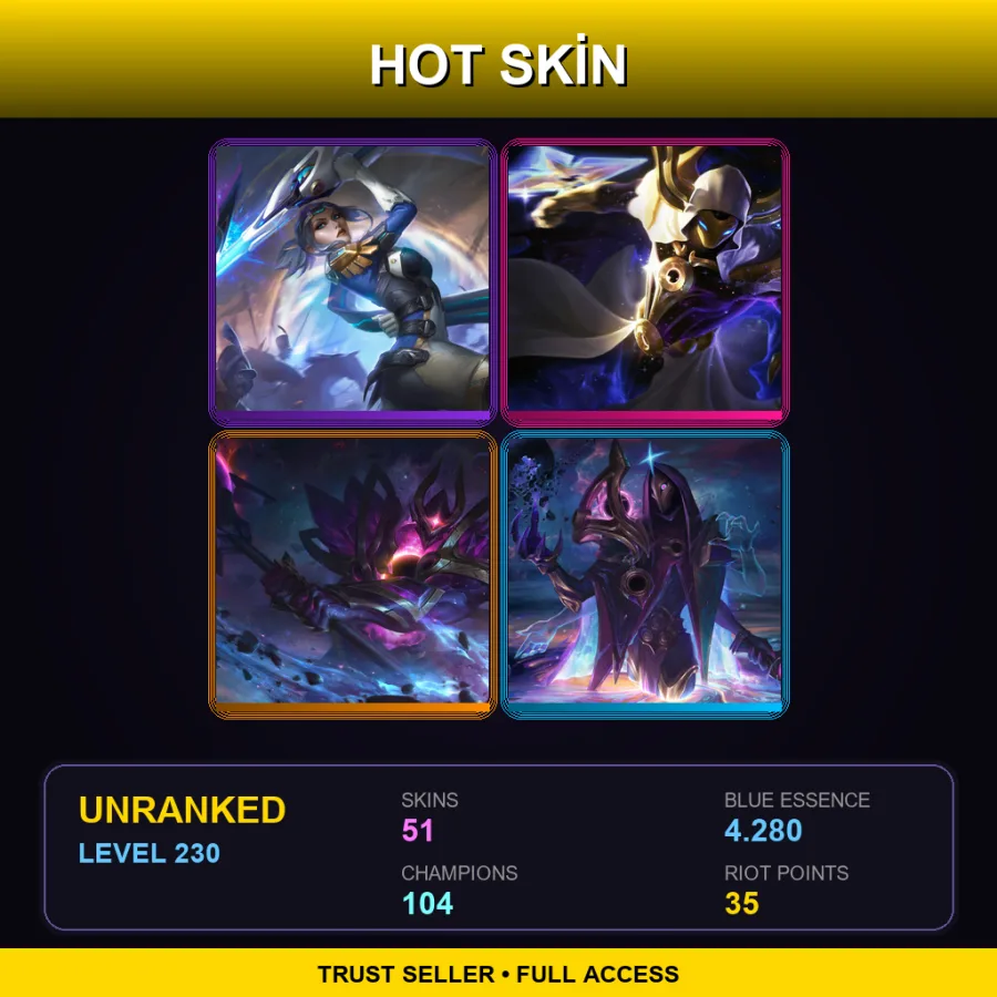 LAN | Lv230 | Unranked | 51 Skin | 104 Champ