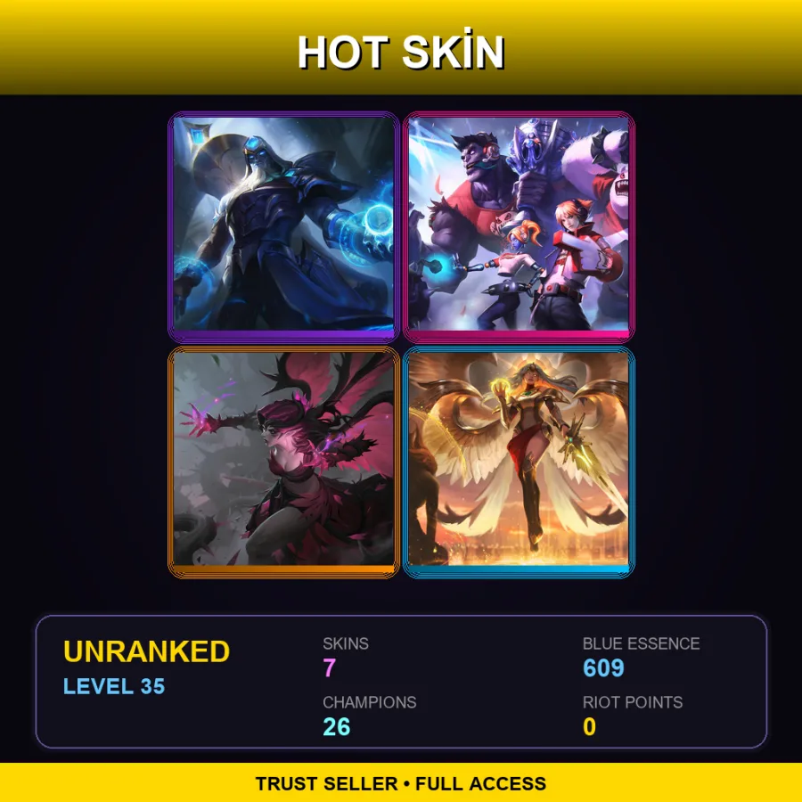 TW | Lv35 | Unranked | 7 Skin | 26 Champ — LoL account