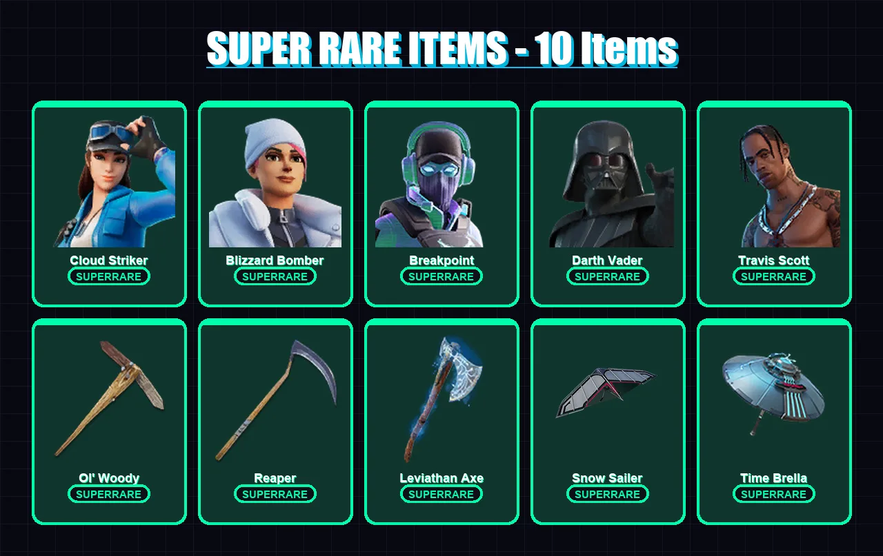 [PC/XBOX/PSN] | Cloud Striker | Blizzard Bomber | Breakpoint | Darth Vader | Travis Scott | 226 skin | 233 pickaxe | 142 emote | 165 glider | Lv3161
