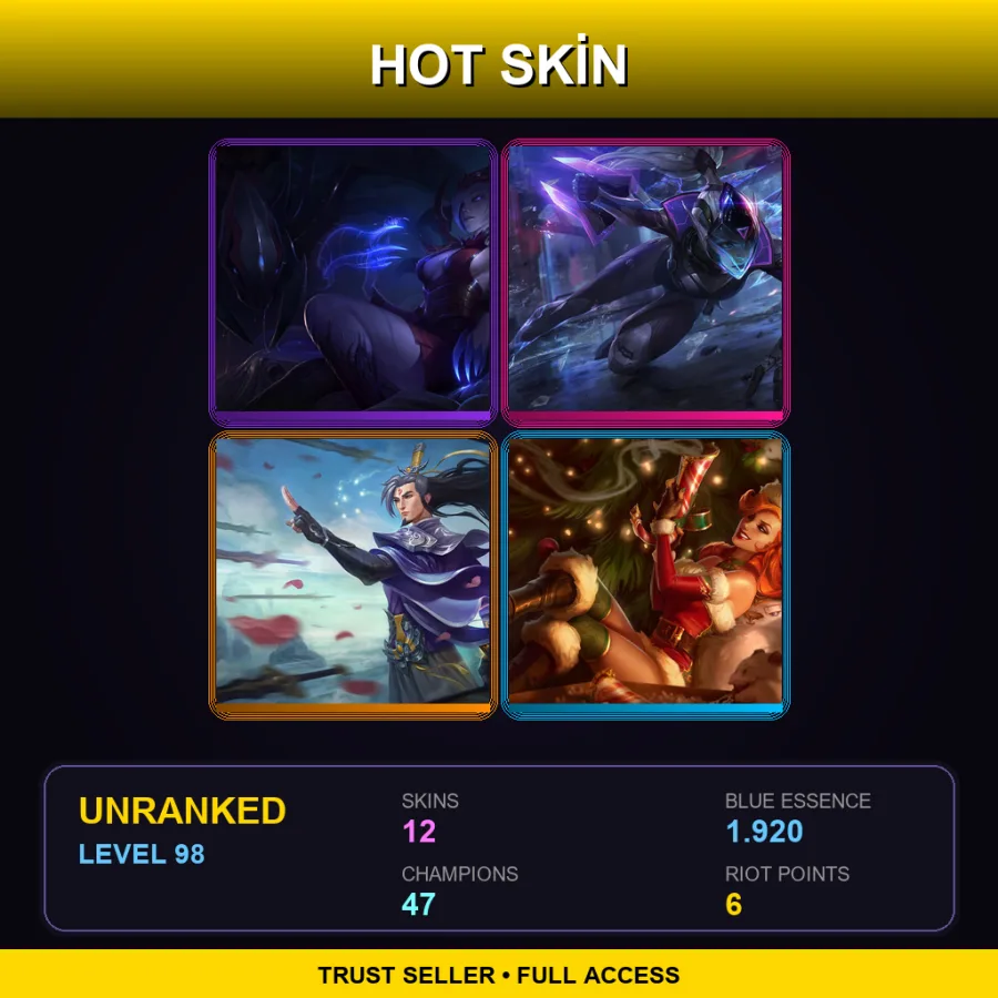 EUNE | Blood Moon Elise | PROJECT: Vayne | Eternal Sword Yi | Candy Cane Miss Fortune | 12 Skin | 47 Champ | Lv98