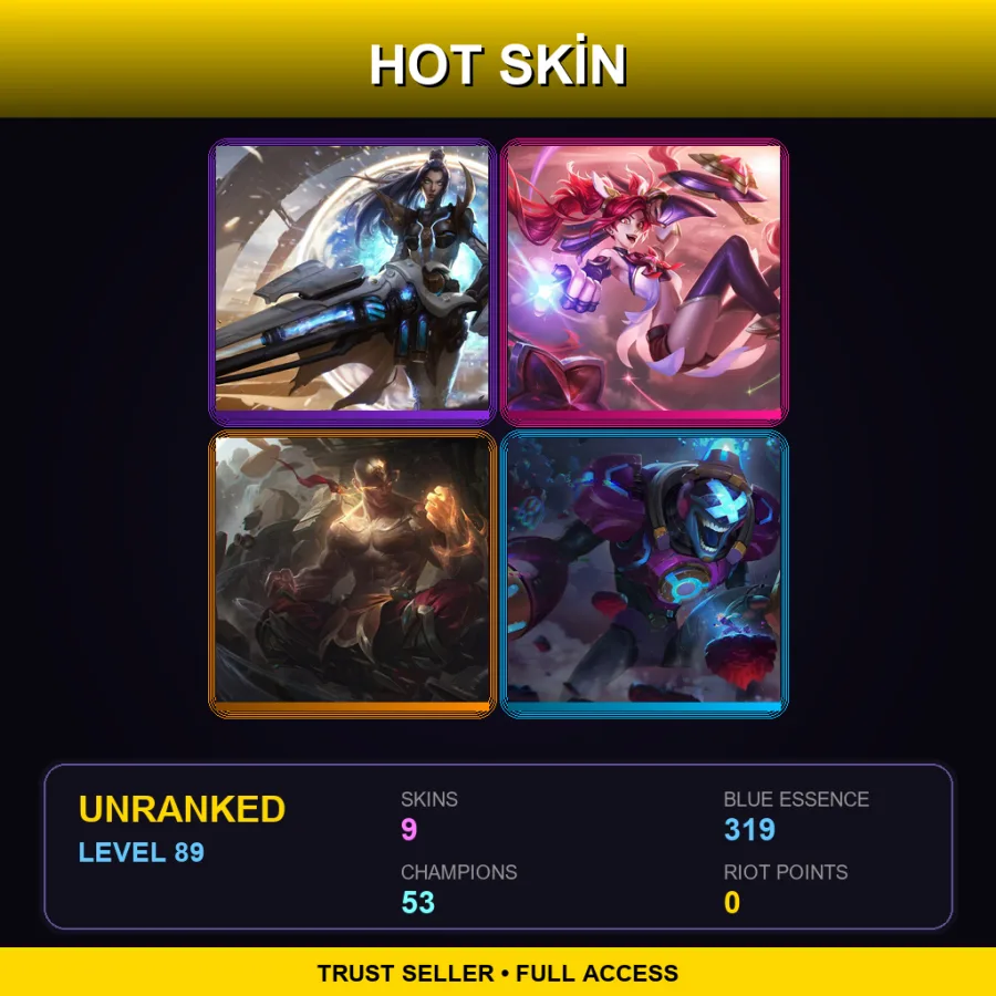 LAS | Lv89 | Unranked | 9 Skin | 53 Champ