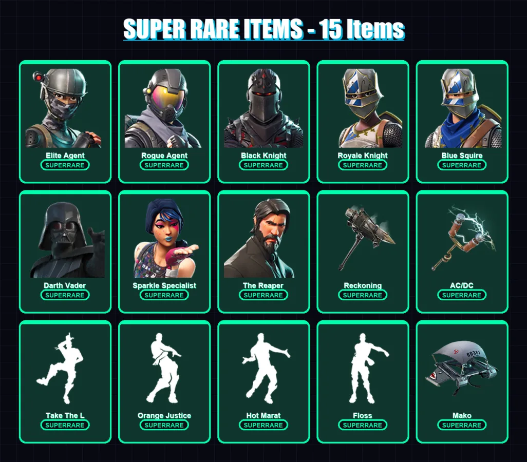 [PC/XBOX/PSN] | Elite Agent | Rogue Agent | Black Knight | Royale Knight | Blue Squire | 144 skin | 108 pickaxe | 103 emote | 106 glider | Lv1544