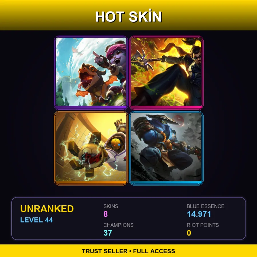 TR | Lv44 | Unranked | 8 Skin | 37 Champ — LoL account