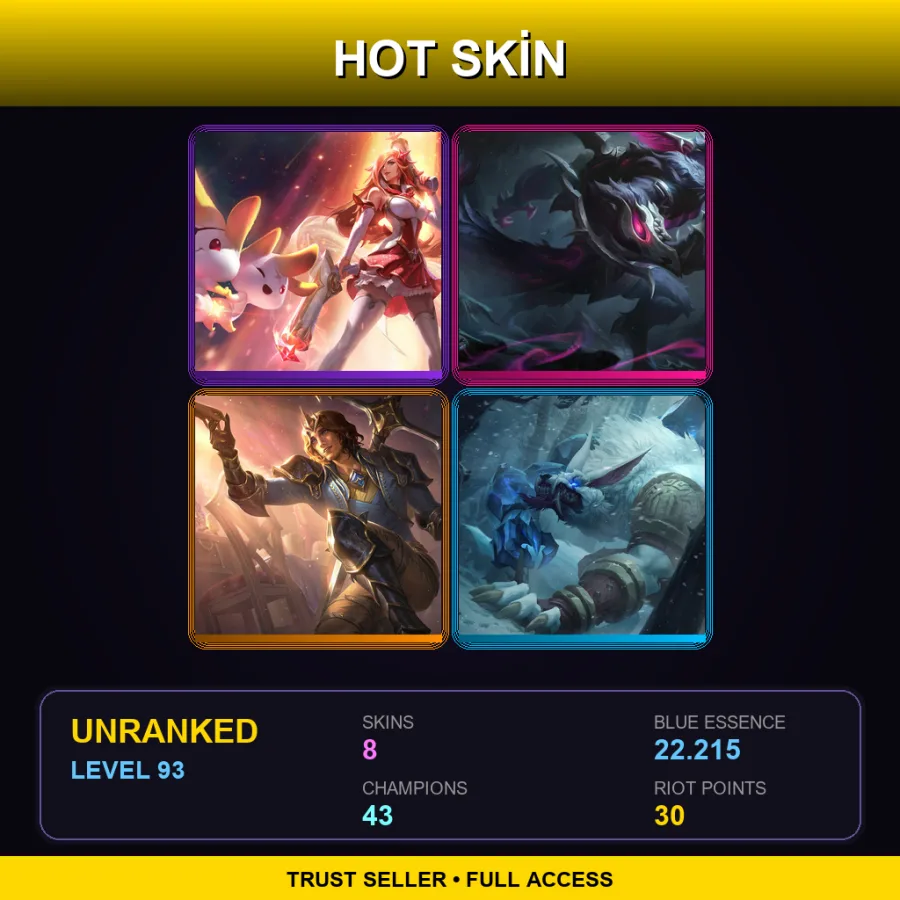 NA | Lv93 | Unranked | 8 Skin | 43 Champ