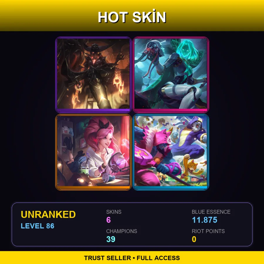 LAS | Lv86 | Unranked | 6 Skin | 39 Champ — LoL account