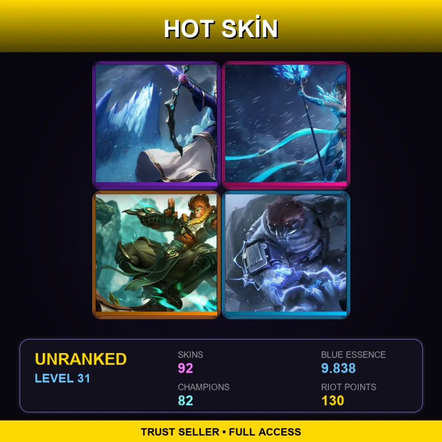 EUW | Lv31 | Unranked | 92 Skin | 82 Champ