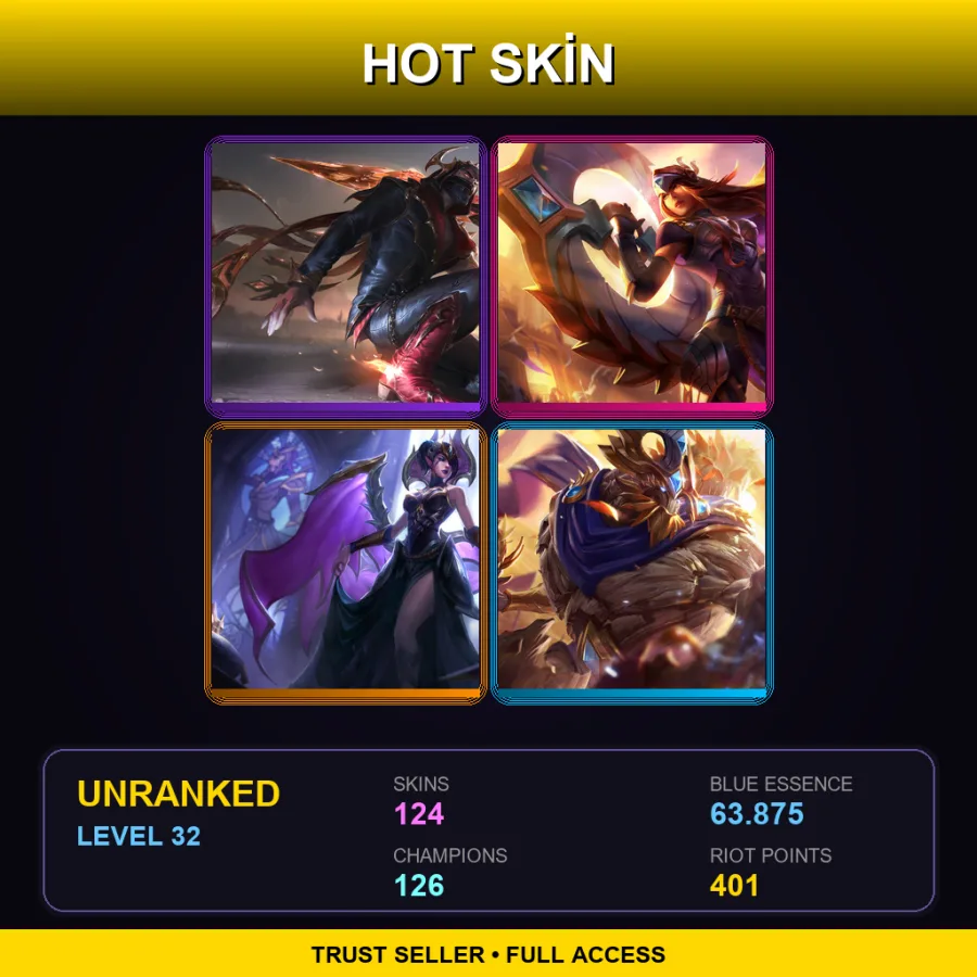 TW | Lv32 | Unranked | 124 Skin | 126 Champ — Unranked / Smurf League of Legends