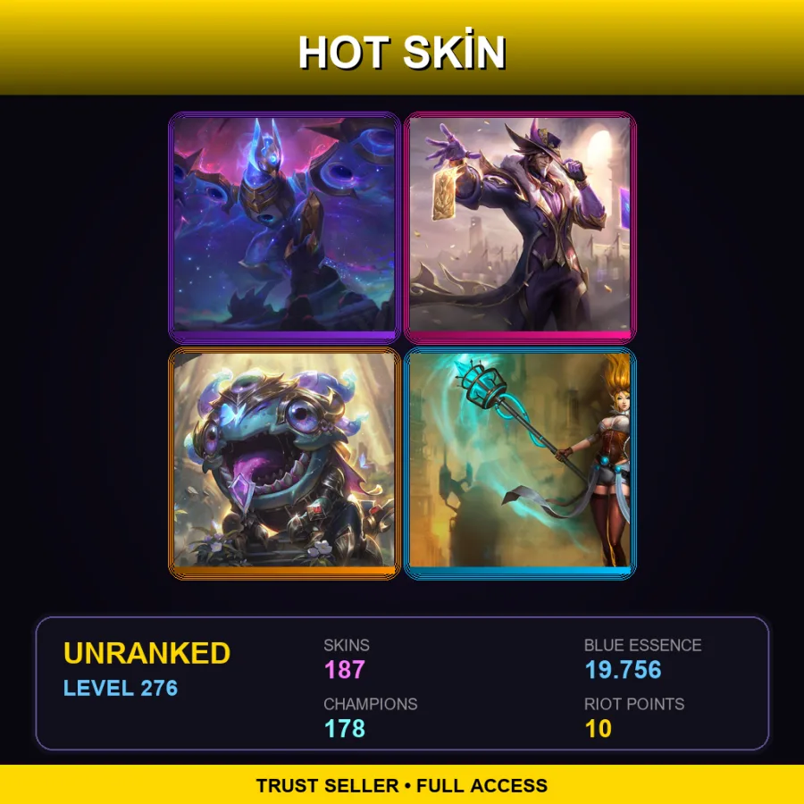 SG | Lv276 | Unranked | 187 Skin | 178 Champ — LoL account