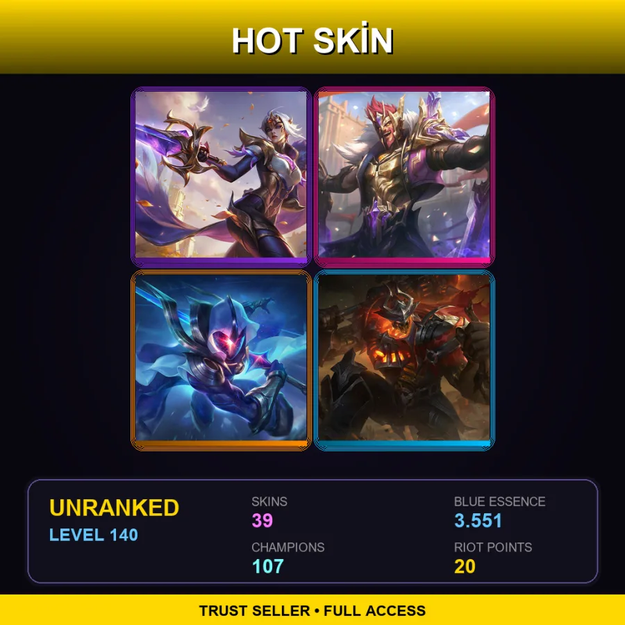 LAN | Lv140 | Unranked | 39 Skin | 107 Champ — Shockblade Shen