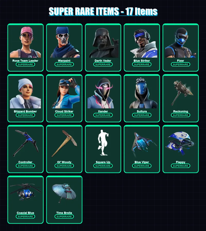 [PS4/PS5/XBOX/PC] | Rose Team Leader | Warpaint | Darth Vader | Blue Striker | Fixer | 198 skin | 208 pickaxe | 165 emote | 154 glider | Lv2311 — Fortnite account