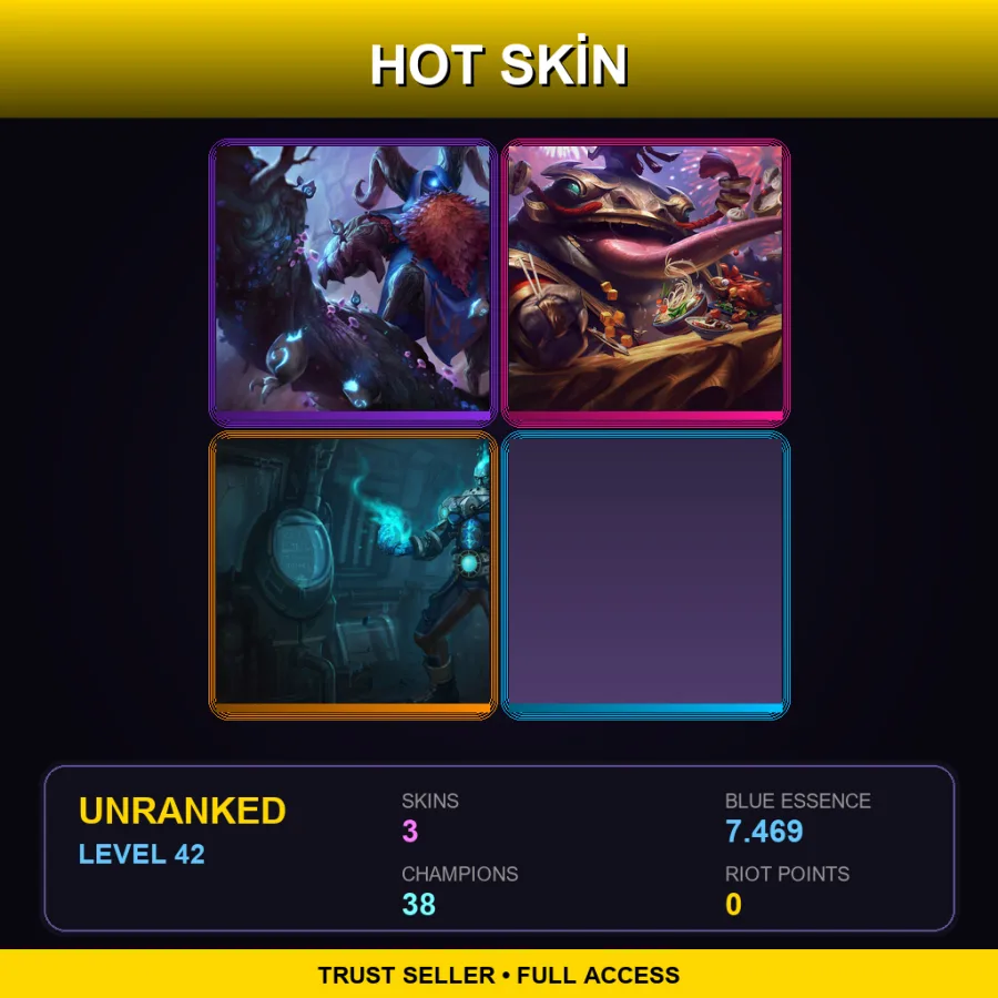 EUNE | Lv42 | Unranked | 3 Skin | 38 Champ — LoL account