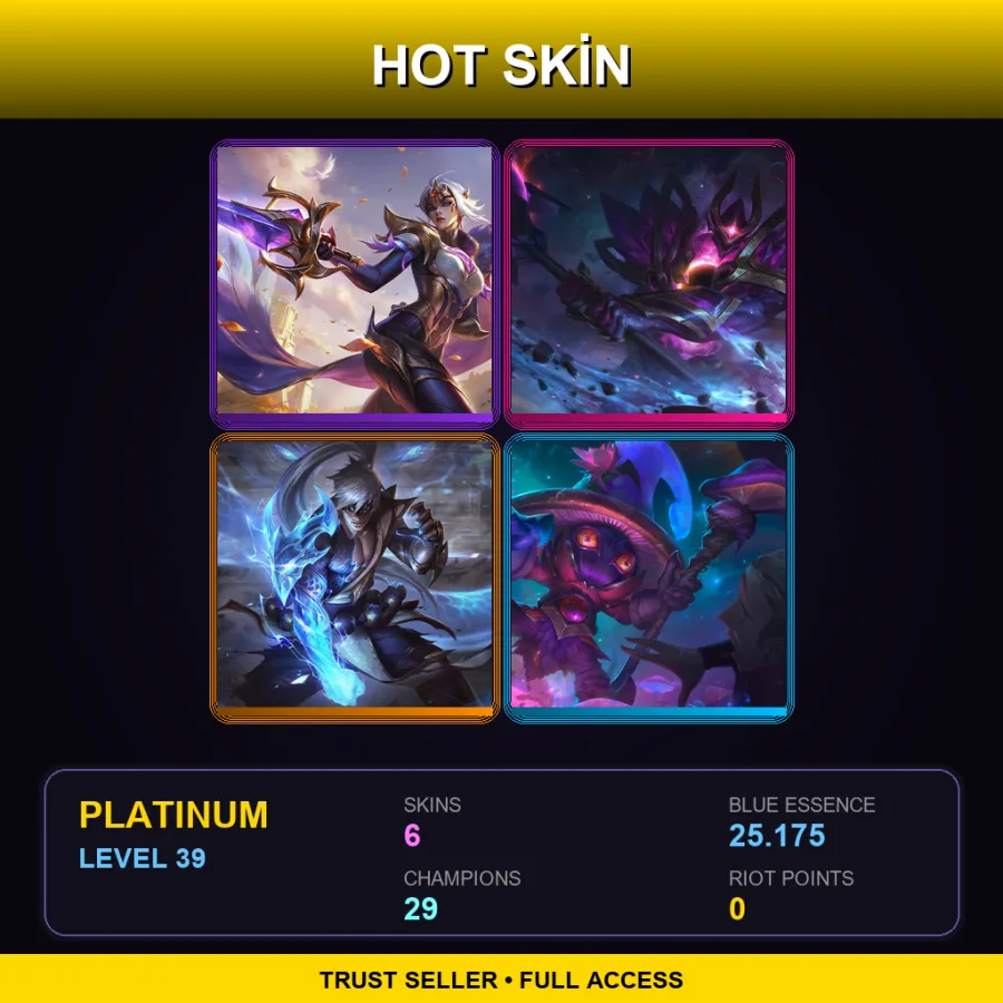 LAN | Lv39 | Platinum | 6 Skin | 29 Champ — Platinum League of Legends