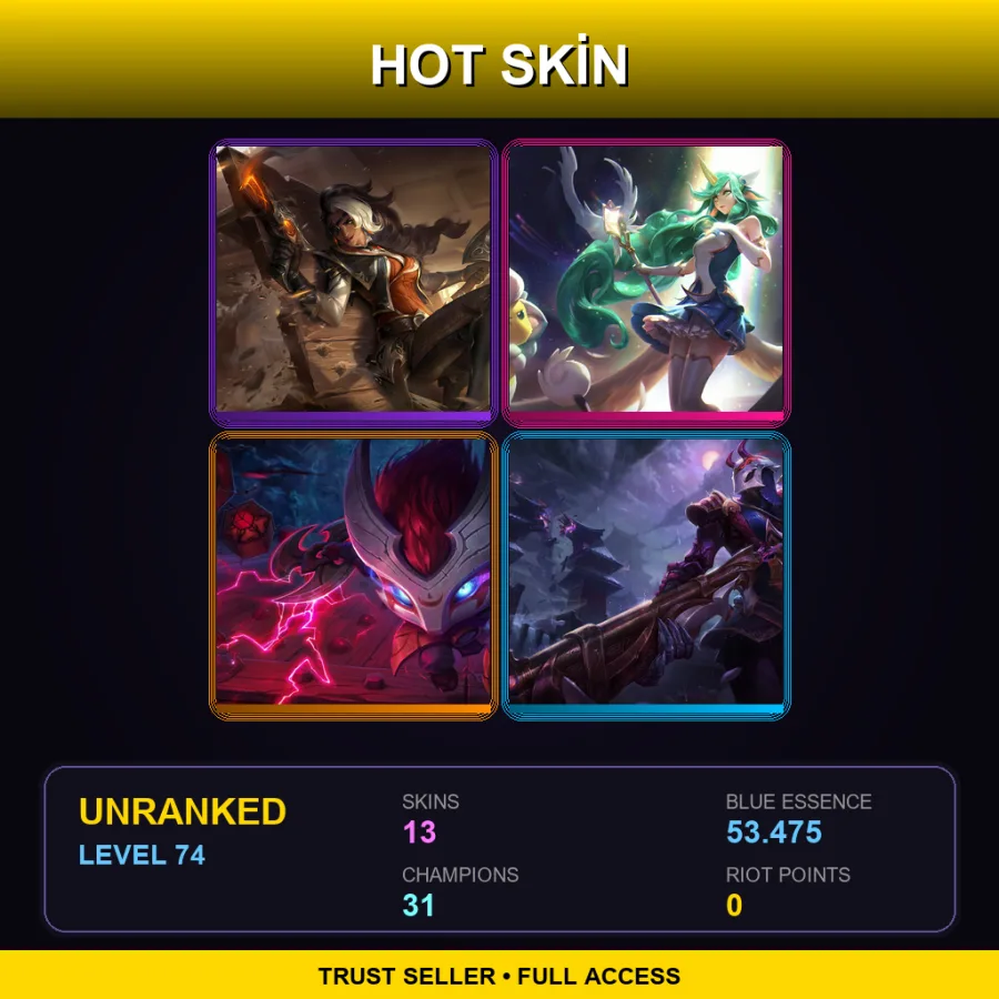 TR | Lv74 | Unranked | 13 Skin | 31 Champ — Skt T1 Lee Sin