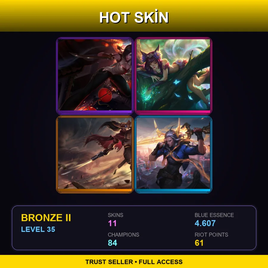 EUW | Lv35 | Bronze II | 11 Skin | 84 Champ — LoL account