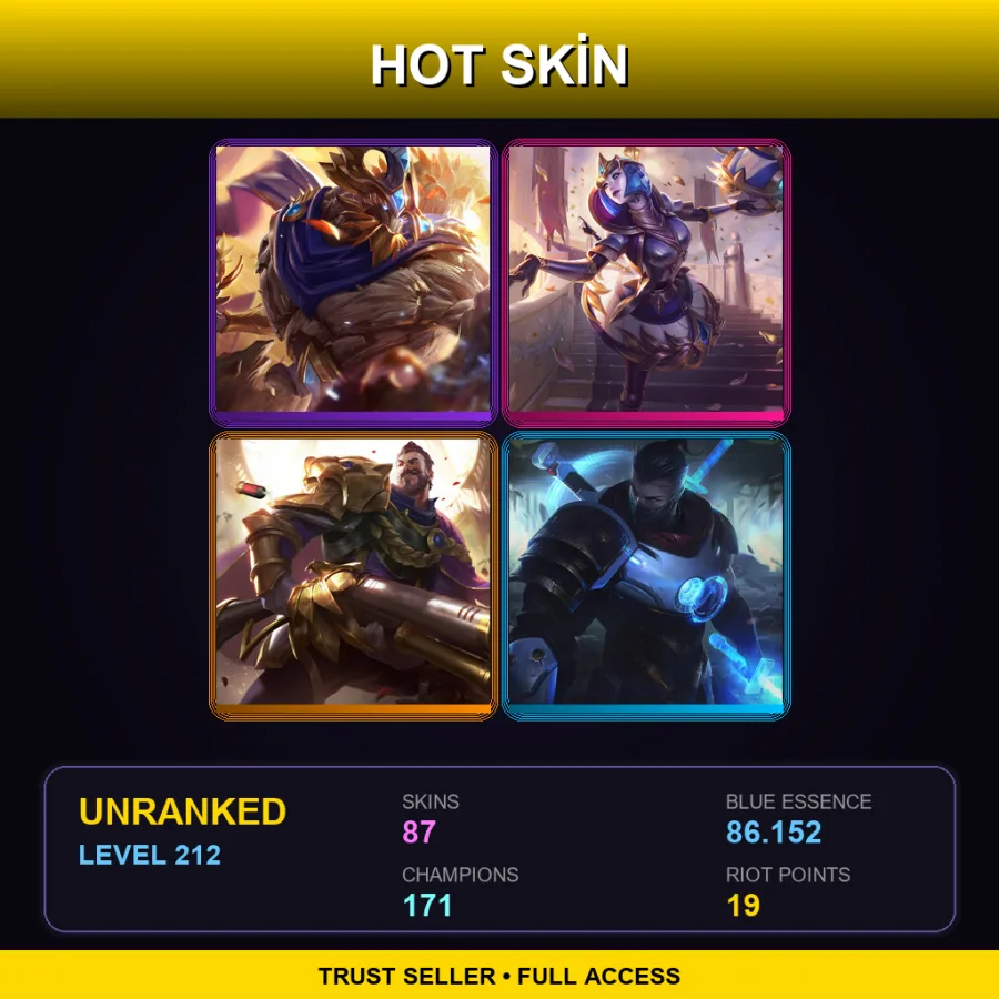 VN | Lv212 | Unranked | 87 Skin | 171 Champ