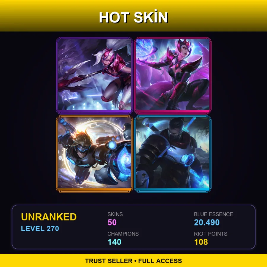 NA | Lv270 | Unranked | 50 Skin | 140 Champ — Unranked / Smurf League of Legends