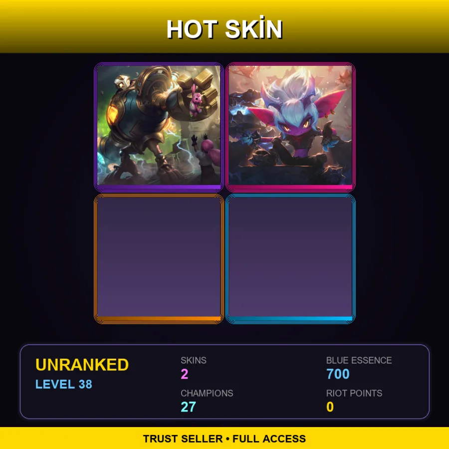 EUW | Lv38 | Unranked | 2 Skin | 27 Champ — LoL account