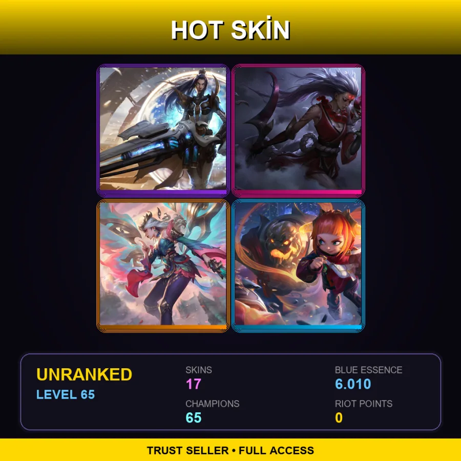 EUNE | Lv65 | Unranked | 17 Skin | 65 Champ
