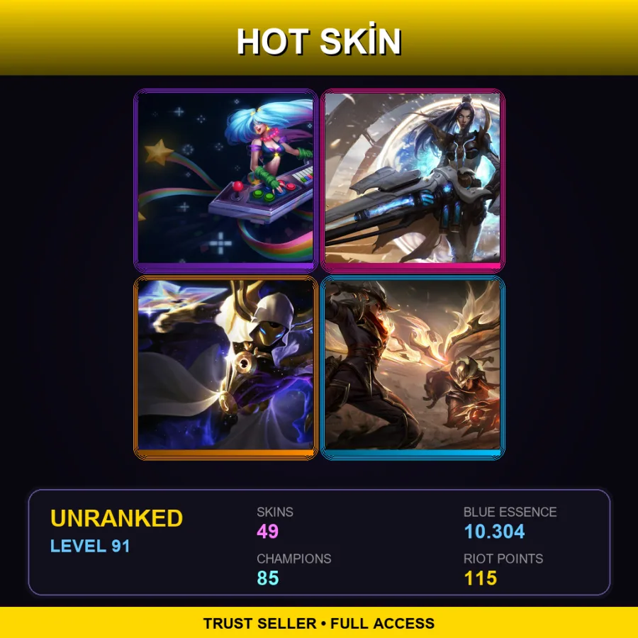 EUW | Lv91 | Unranked | 49 Skin | 85 Champ — LoL account