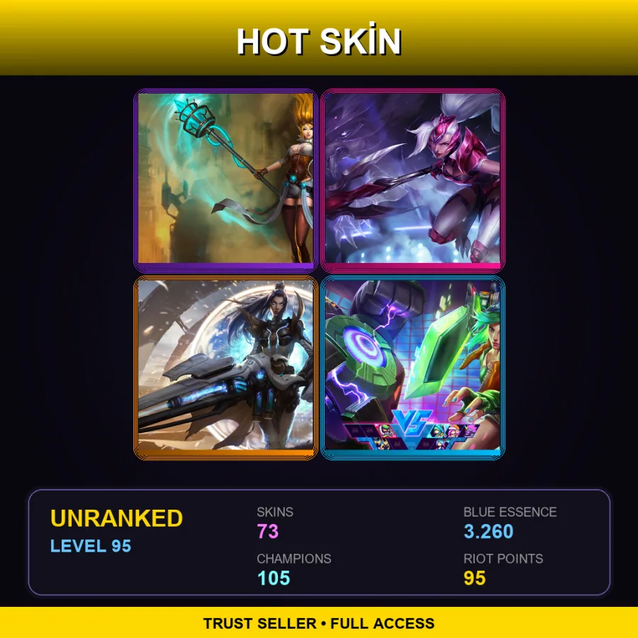 BR | Lv95 | Unranked | 73 Skin | 105 Champ — LoL account