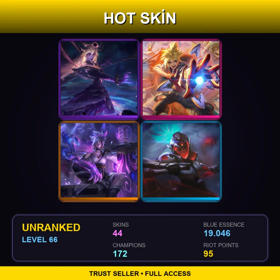 SG | Lv66 | Unranked | 44 Skin | 172 Champ — Unranked / Smurf League of Legends