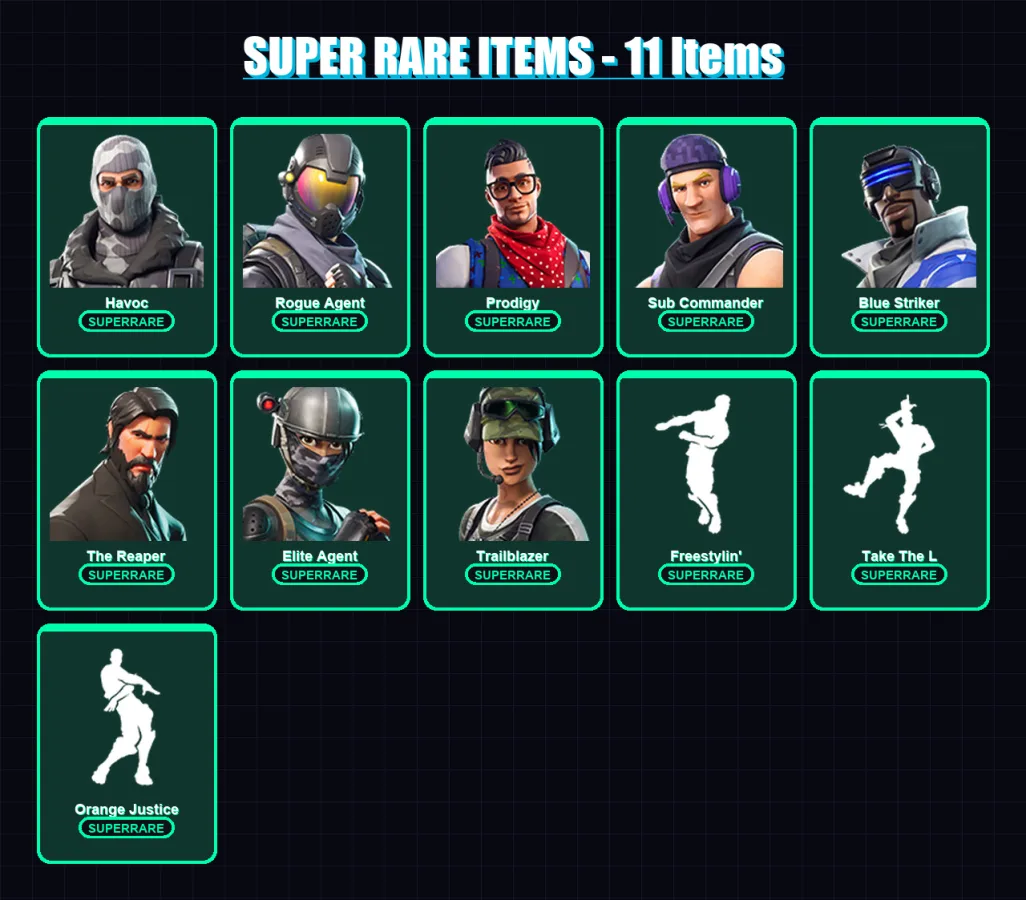 [PS4/PS5/XBOX/PC] | Havoc | Rogue Agent | Prodigy | Sub Commander | Blue Striker | 38 skin | 21 pickaxe | 22 emote | 20 glider | Lv285
