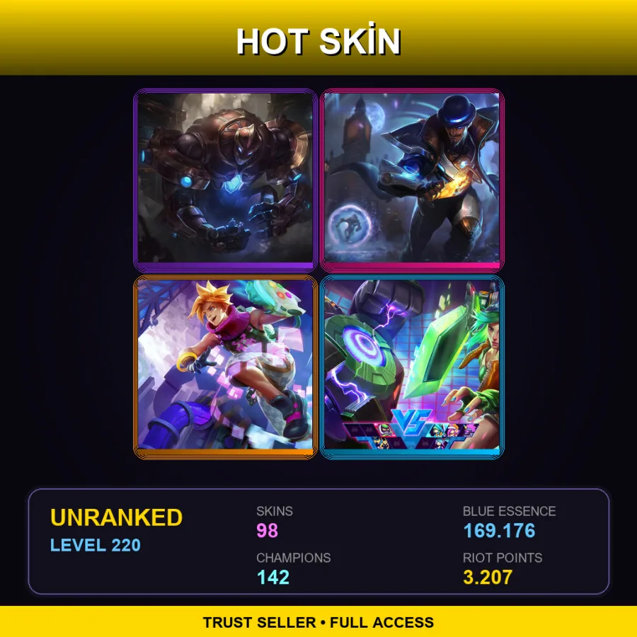 EUW | Hextech Galio | Pulsefire Twisted Fate | Arcade Ezreal | Arcade Riven | 98 Skin | 142 Champ | Lv220