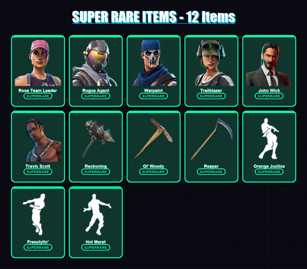 [PC/XBOX] | Rose Team Leader | Rogue Agent | Warpaint | Trailblazer | John Wick | 128 skin | 81 pickaxe | 81 emote | 75 glider | Lv933