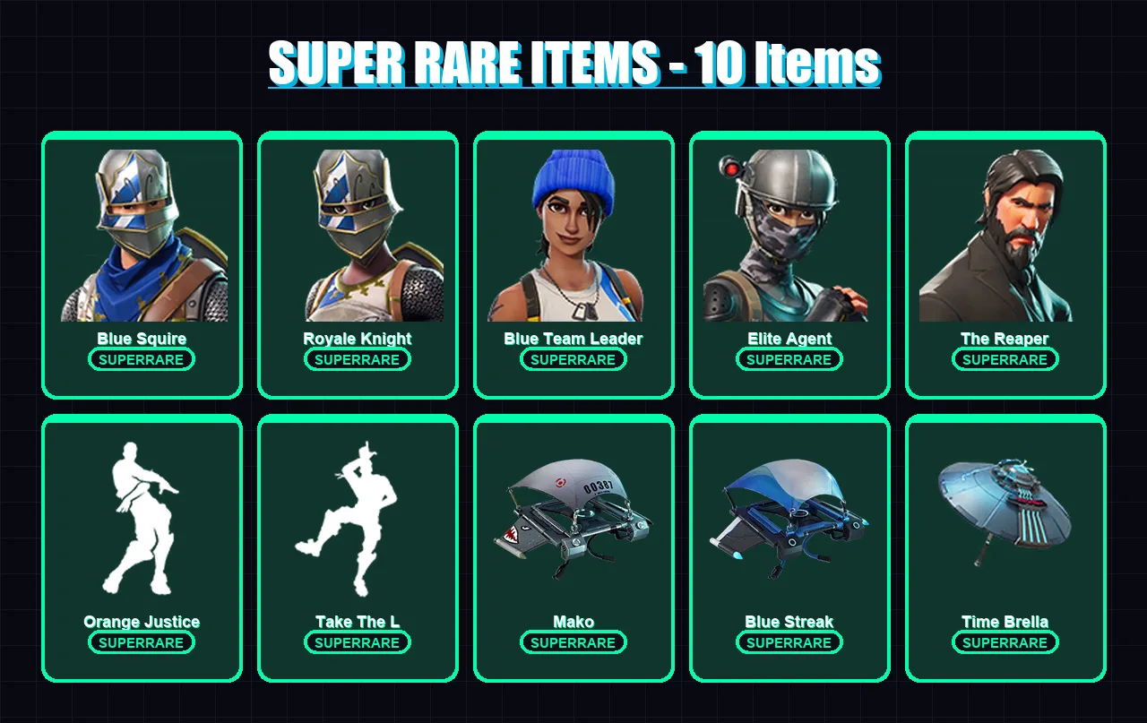 [PS4/PS5/XBOX/PC] | Blue Squire | Royale Knight | Blue Team Leader | Elite Agent | The Reaper | 20 skin | 46 pickaxe | 29 emote | 42 glider | Lv702