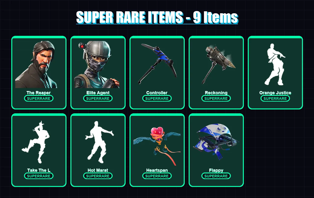 [PC] | The Reaper | Elite Agent | Ragnarok | Deadpool | Enforcer | 51 skin | 87 pickaxe | 97 emote | 84 glider | Lv1559