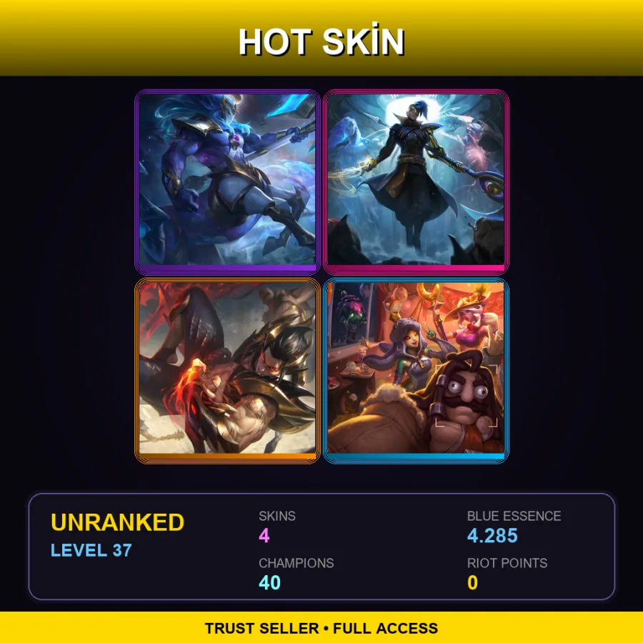 EUW | Lv37 | Unranked | 4 Skin | 40 Champ