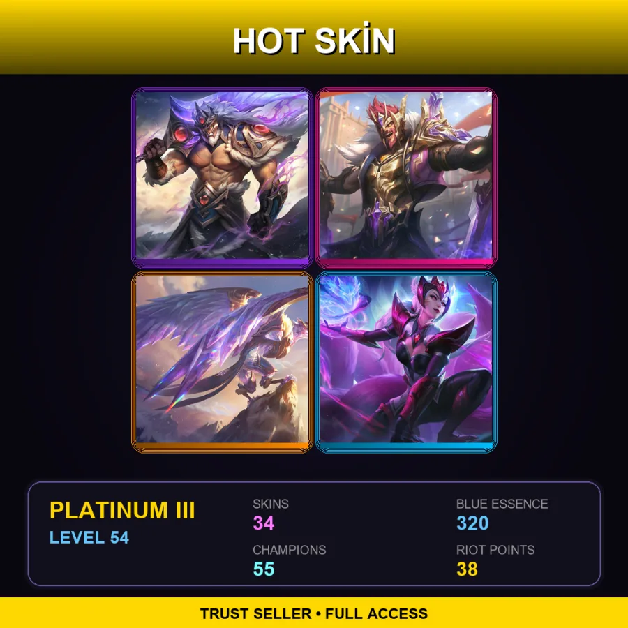 EUNE | Lv54 | Platinum III | 34 Skin | 55 Champ