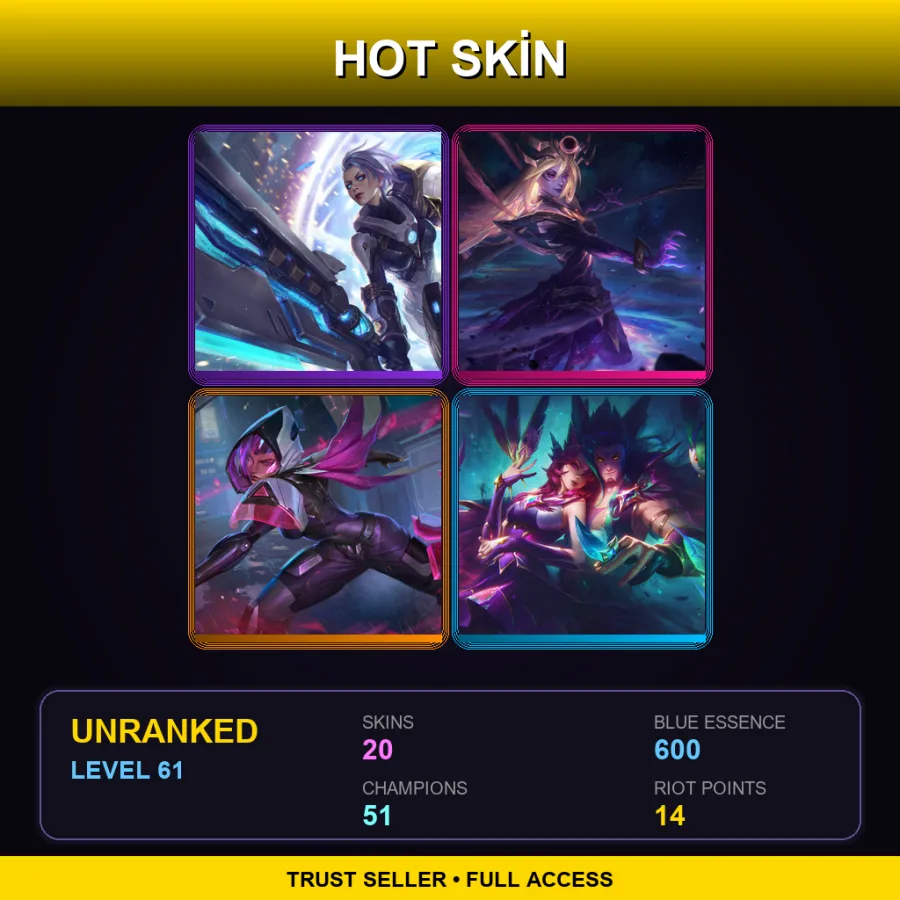 VN | Lv61 | Unranked | 20 Skin | 51 Champ