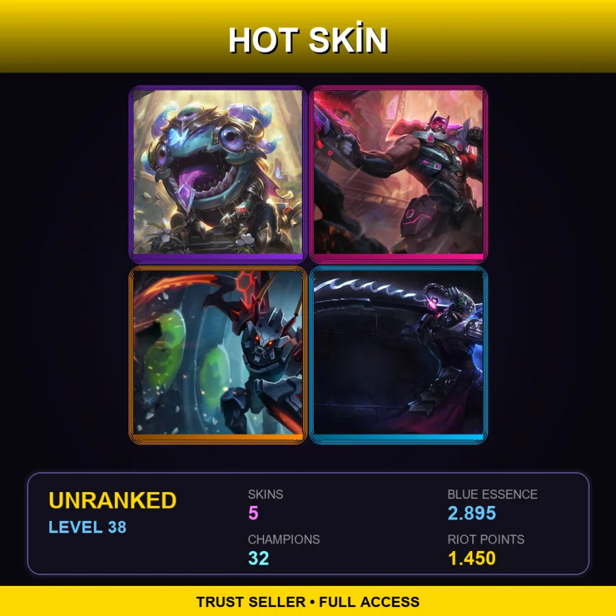 EUNE | Lv38 | Unranked | 5 Skin | 32 Champ — LoL account