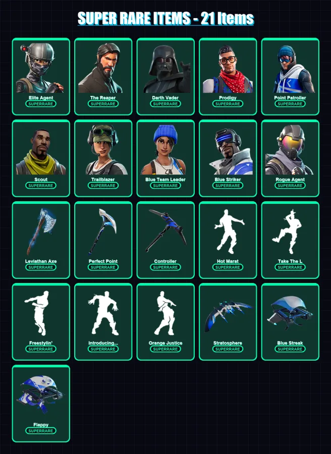 [PC/XBOX/PSN] | Elite Agent | The Reaper | Darth Vader | Prodigy | Point Patroller | 141 skin | 126 pickaxe | 120 emote | 101 glider | Lv1914 — Fortnite account