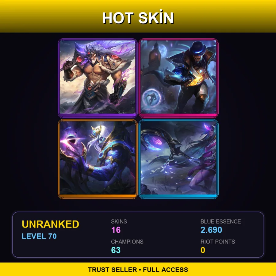 LAN | Lv70 | Unranked | 16 Skin | 63 Champ
