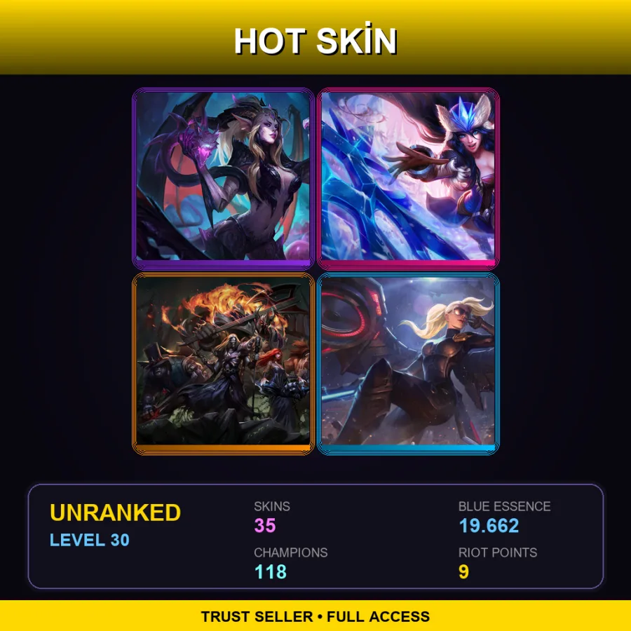 EUW | Lv30 | Unranked | 35 Skin | 118 Champ — LoL account