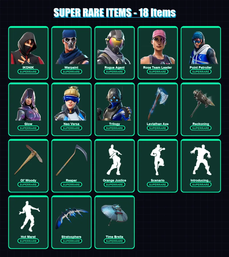 [PC/XBOX] | IKONIK | Warpaint | Rogue Agent | Rose Team Leader | Point Patroller | 189 skin | 184 pickaxe | 183 emote | 164 glider | Lv3301 — Game account